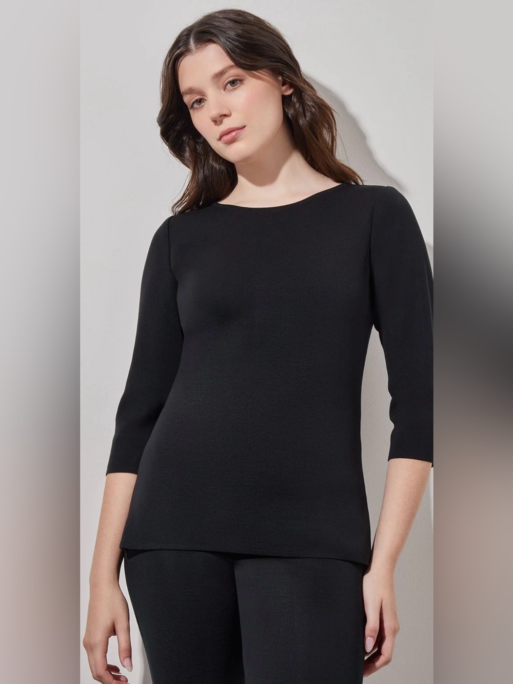 Ming Wang Black Knit Tunic Top XL Minimalist